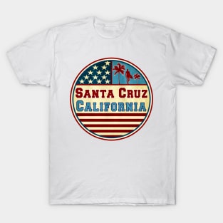 Surfing Santa Cruz California Ocean Surf Palms Surfer T-Shirt